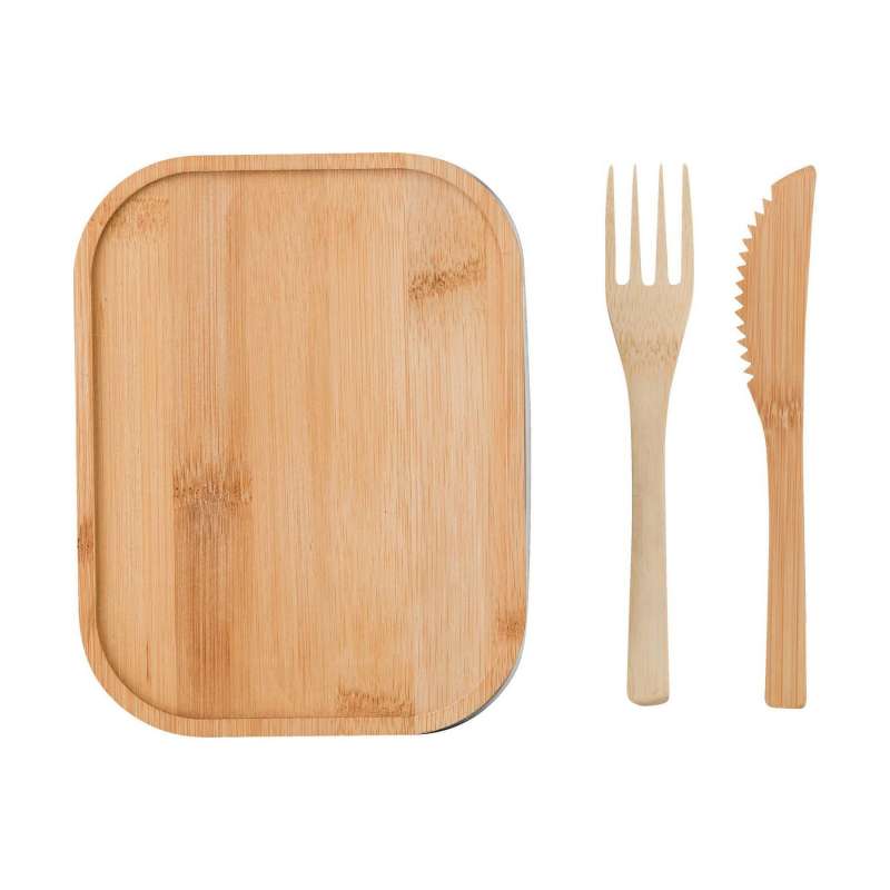 Edelstahl Lunchbox 600 ml mit Bambusbesteck zu Großhandelspreisen - Lunchbox zu Großhandelspreisen