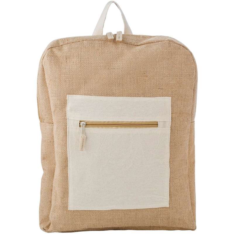 Zaino in jute e cotone con tasca zip a prezzi all'ingrosso - Zaino a prezzi all'ingrosso