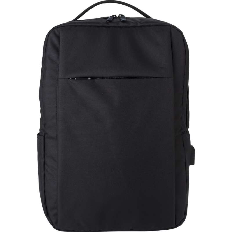 RPET 16'' Laptop-Rucksack mit USB-Anschluss - Recycelbares Zubehör zu Großhandelspreisen