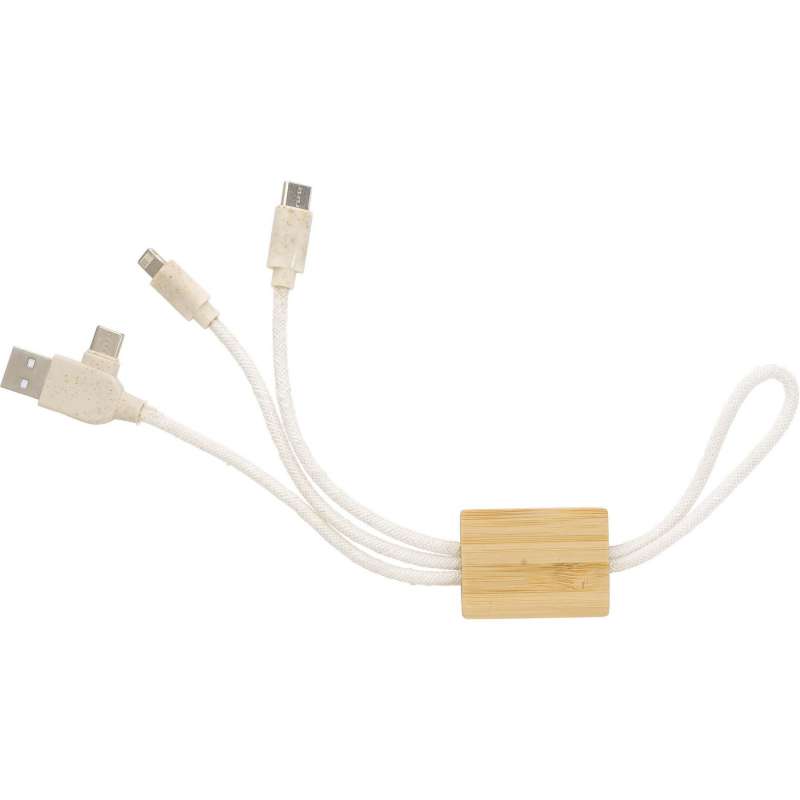 Bambusladekabel med 3 stik i gaveæske - Ladekabel til engrospris