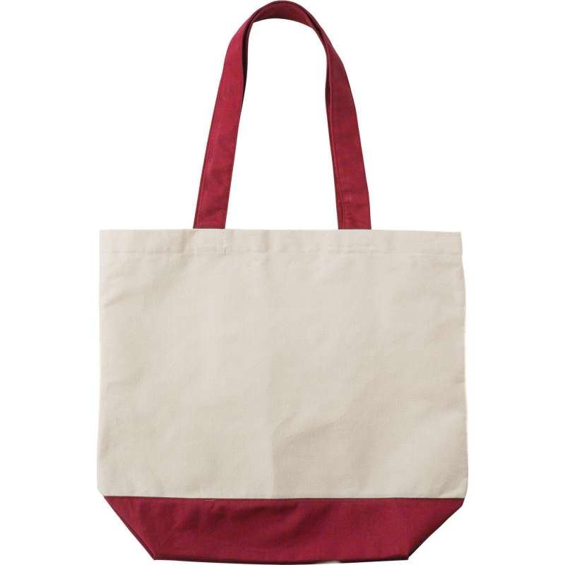 Bicolore canvas shopping taske med lomme - Indkøbspose til engrospris