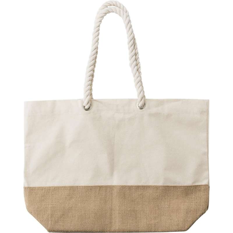 Shoppingväska i 280 g/m² canvas med jutehandtag till grossistpris - Toteväska till grossistpris
