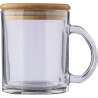 Caneca de vidro reciclado 300 ml com bambu - caneca de vidro a preço grossista
