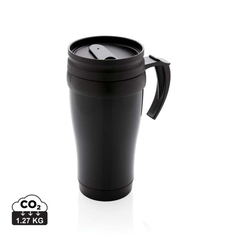 350ml RVS Mok met Zwarte Deksel tegen groothandelsprijzen - Keukenaccessoire tegen groothandelsprijzen