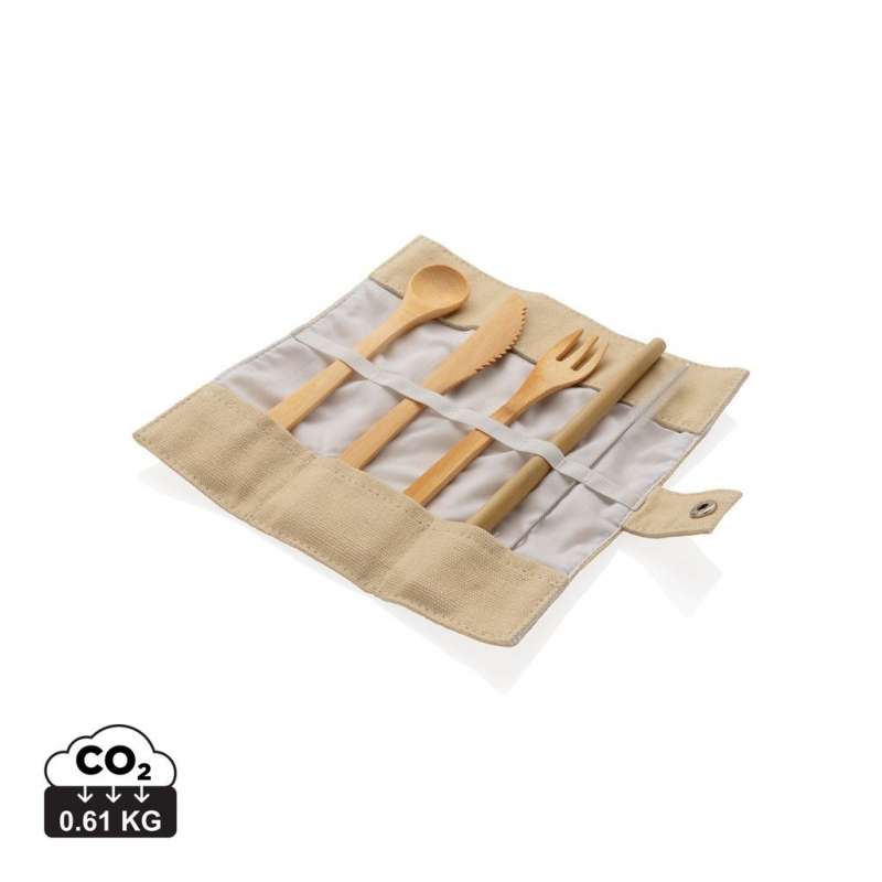 Reusable Bamboo Travel Utensil Set - 6x2.5cm - Fair and sustainable accessory at wholesale prices