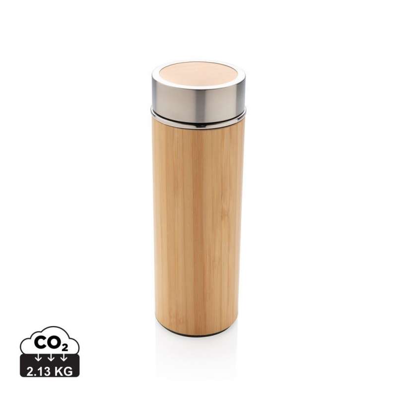 Bamboe isoleerfles 300ml met brede opening - Isolatiefles tegen groothandelsprijzen