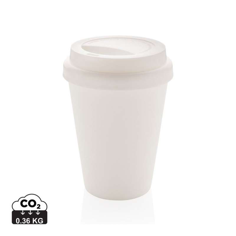 Copo duplo parede 300ml em PP reciclável a preço grossista - Caneca com tampa a preço grossista