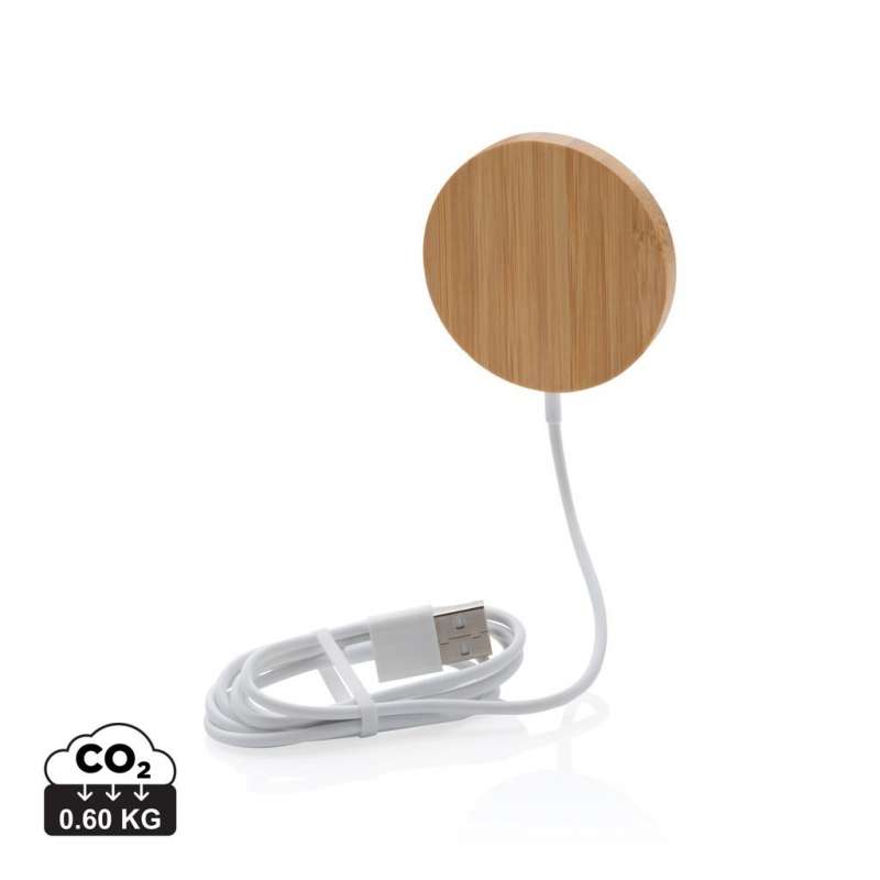 Kabelloses 10 Watts Bambus-Ladegerät Ø 6,3 cm - Holzprodukt zu Großhandelspreisen