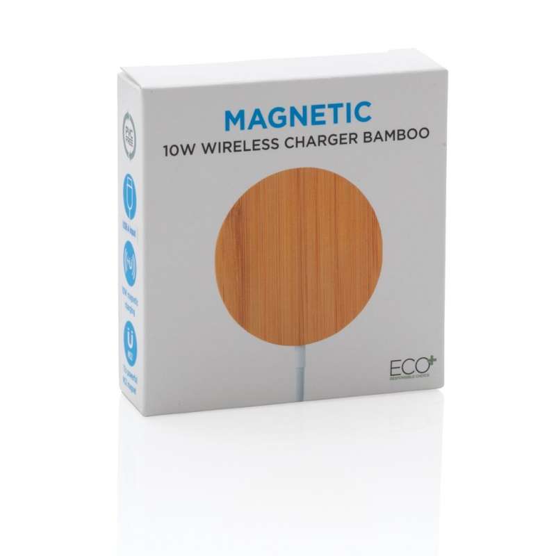 Draadloze bamboe oplader 10W, Ø 6.3 cm - Draadloze oplader tegen groothandelsprijzen