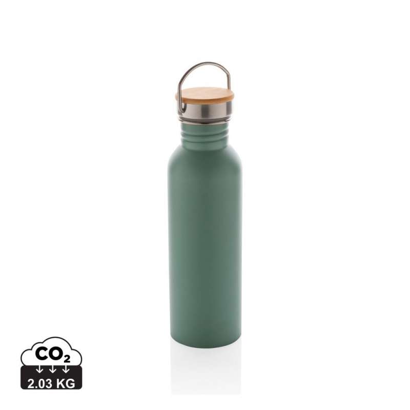 Bouteille en acier inox avec couvercle en bambou - Produit en bois à prix de gros