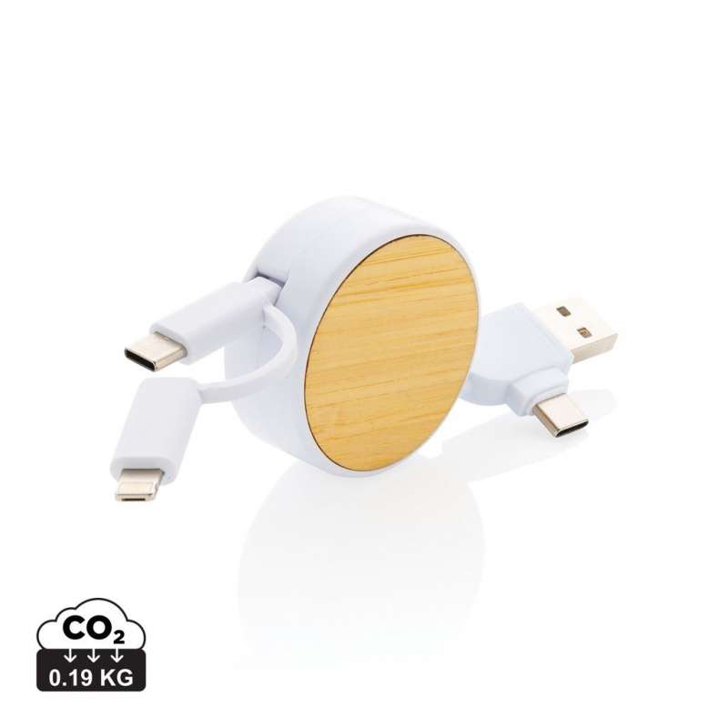 Retrakabel 100cm i återvunnet TPE och bambu till grossistpris - Återvinningsbar tillbehör till grossistpris