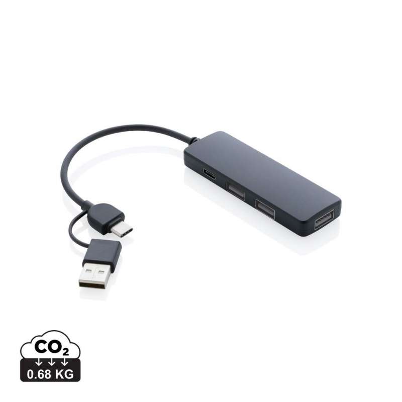 Hub USB de 8,5 cm em plástico reciclado - Hub a preço grossista