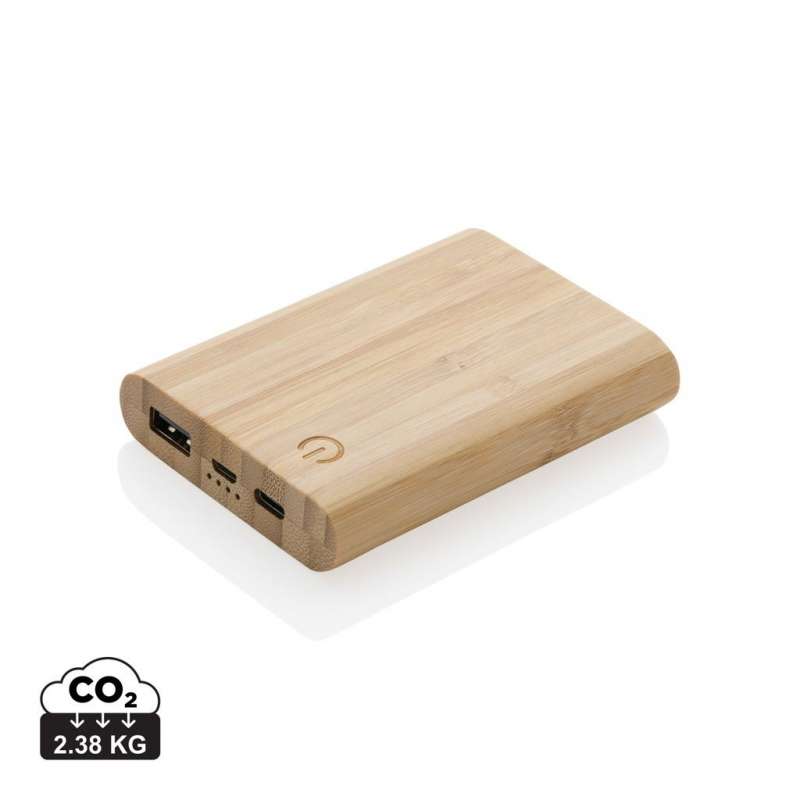 Bateria de emergência 5000 mAh em bambu a preço grossista - Powerbank / bateria externa a preço grossista