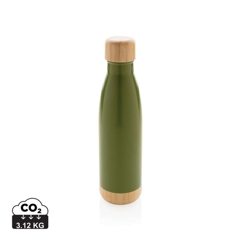 Isolierflasche 520ml Edelstahl mit Bambusdeckel - Flasche zu Großhandelspreisen