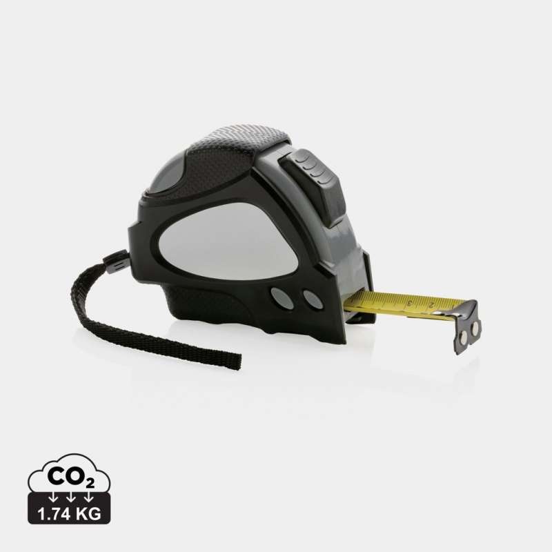 Mètre ruban Auto stop 8M/25mm en plastique recyclé RCS - Mètre ruban à prix grossiste