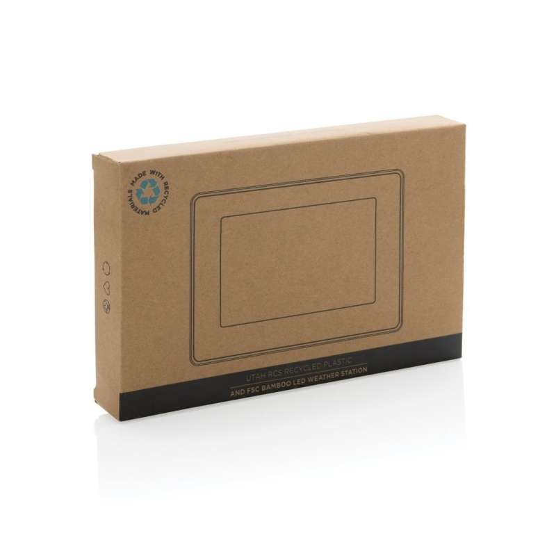 Bamboe LED Weerstation 17,5 cm met Alarm tegen groothandelsprijzen - Elektronische thermometer tegen groothandelsprijzen