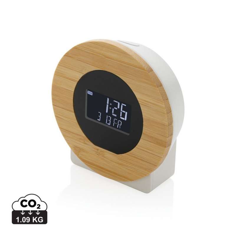 Bordklocka i bambu 10x10 cm till grossistpris - Väckarklocka till grossistpris