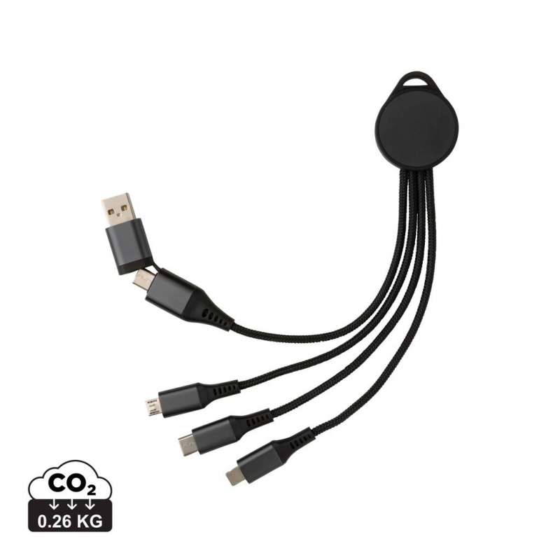 Câble de chargement 6-en-1 en aluminium recyclé RCS Terra - Accessoire recyclable à prix grossiste