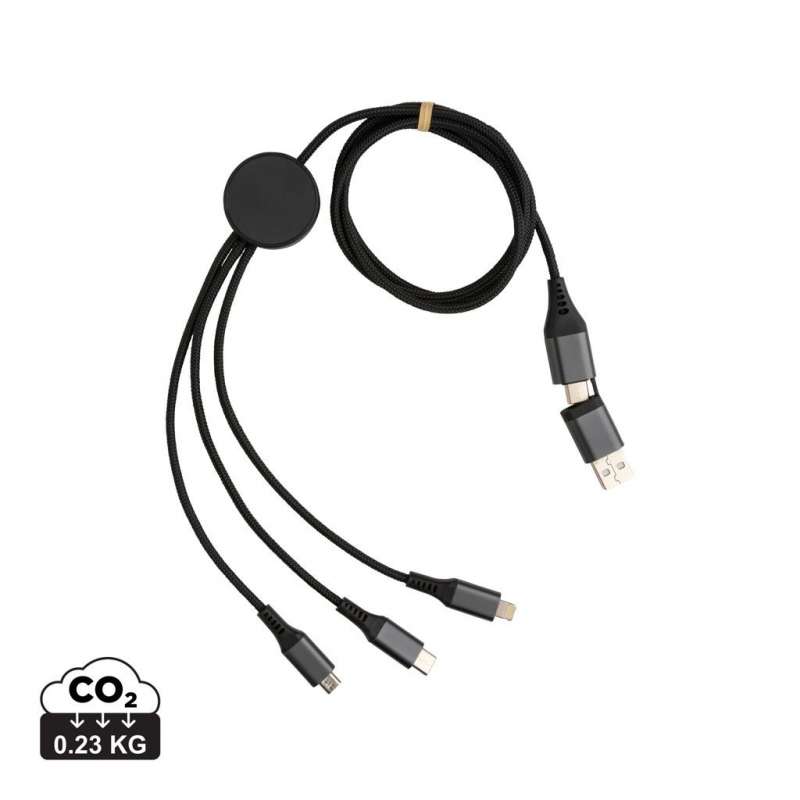 Câble 120cm 6-en-1 en aluminium recyclé RCS Terra - Cable de charge à prix de gros