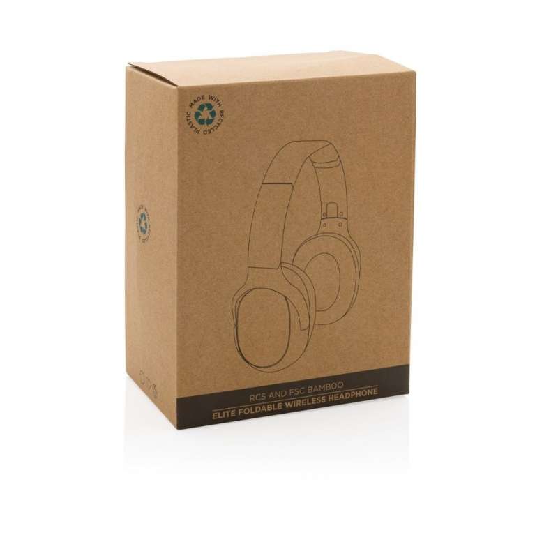 Casque sans fil pliable en bambou RCS et FSC® Elite - Casque audio à prix grossiste