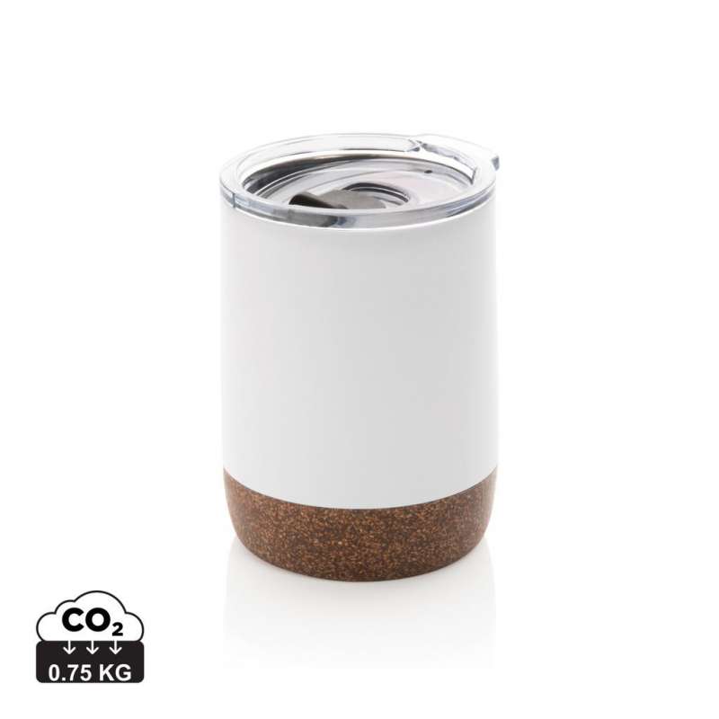 Petite tasse à café en liège et acier recyclé RCS - Mug isotherme à prix grossiste