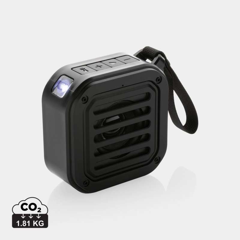 Enceinte 3 Watts solaire en plastique recyclé RCS - Haut-parleur à prix de gros
