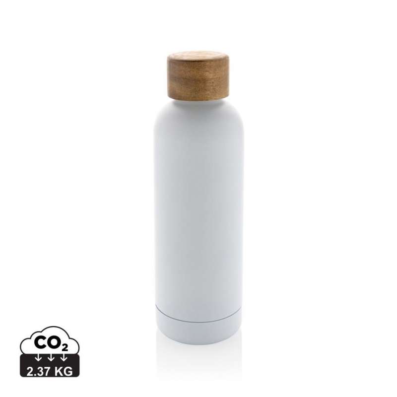 Bouteille iso en acier inoxydable recyclé certifiée RCS Wood à prix grossiste - Accessoire recyclable à prix de gros