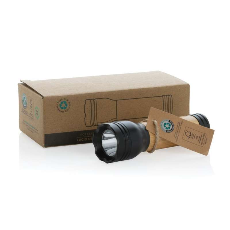 Genopladelig 1W bambus lommelygte 11,2 cm til engrospris - LED-lampe til engrospris