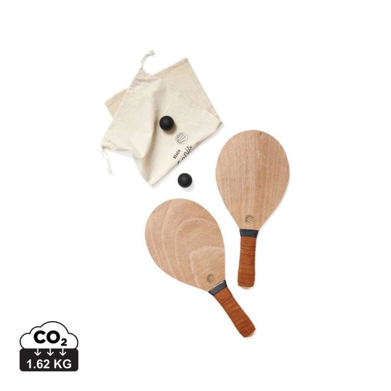 Wooden Beach Paddle Set with Rubber Balls at wholesale prices - Beach tennis at wholesale prices