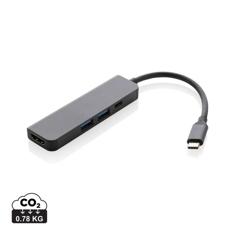 Hub avec entrée HDMI en aluminium recyclé Terra RCS - Hub à prix grossiste