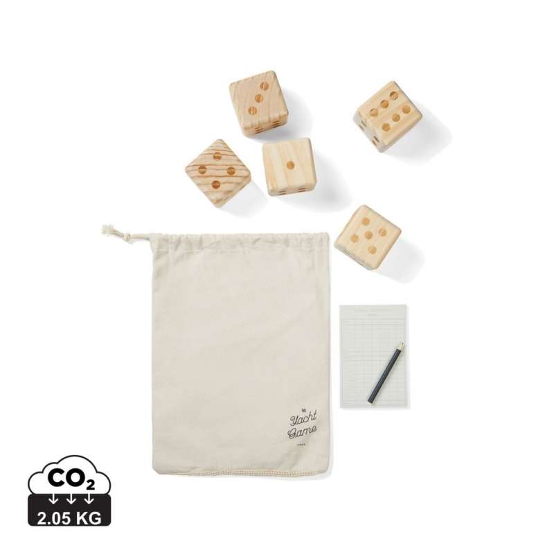 Yachtspiel mit 5 Würfeln, 7x7 cm - Holzspielzeug zu Großhandelspreisen