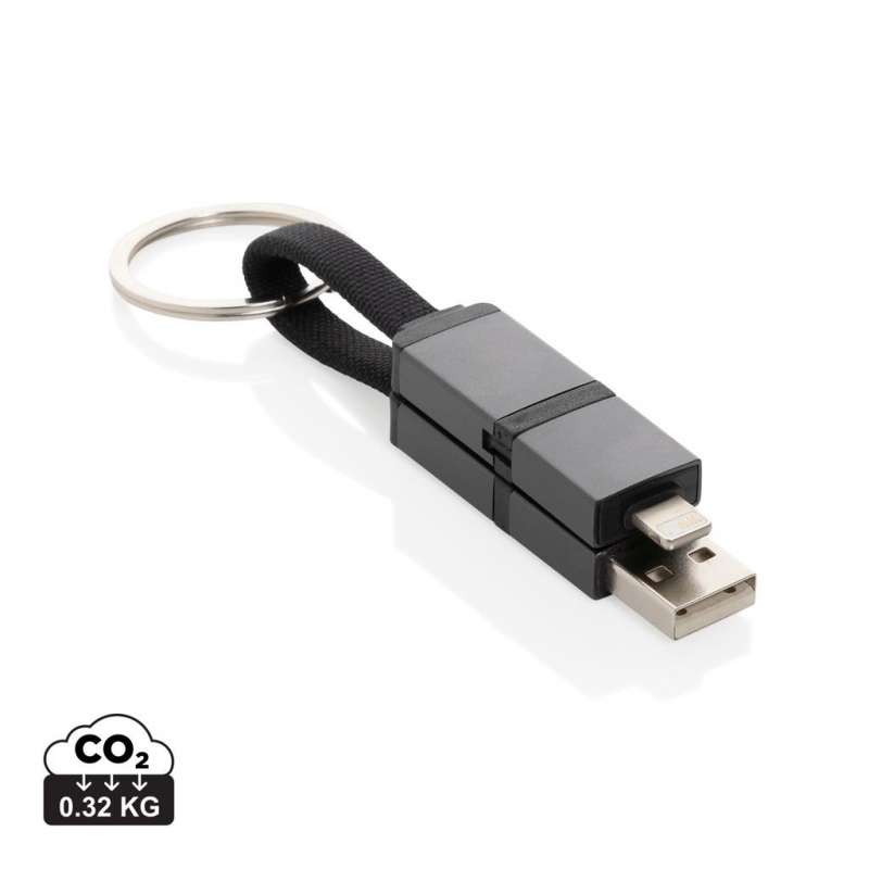 4 in 1 60W fast charging cable in recycled aluminum Terra - Charging cable at wholesale prices