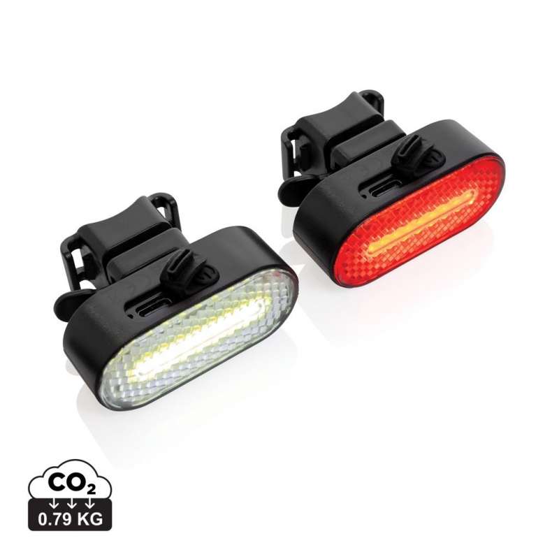 Set d'éclairage de vélo via USB en plastique RCS Lumino - Lumière vélo à prix grossiste