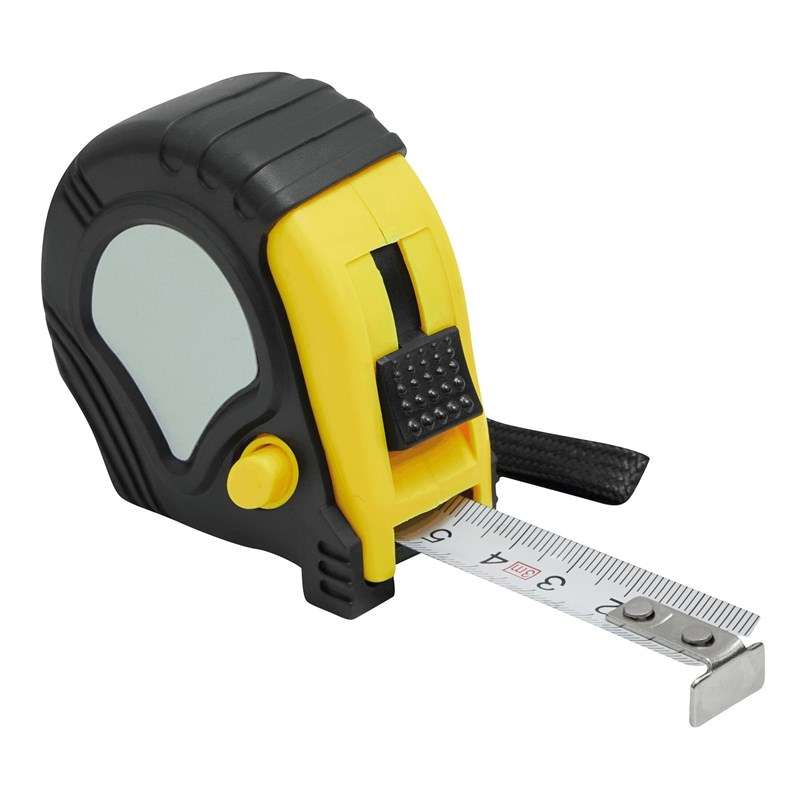 3 m gummimeter med clip og stop - Målebånd til engrospris