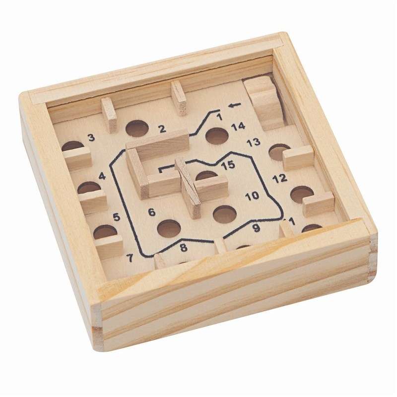 Holz-Labyrinthspiel 9x9 cm mit Metallkugel - Holzspielzeug zu Großhandelspreisen