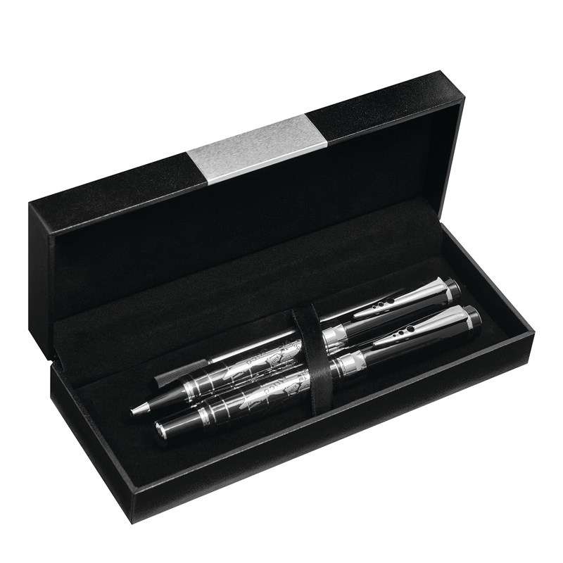 Conjunto de Escrita em Metal Cromado - Conjunto de canetas a preço grossista