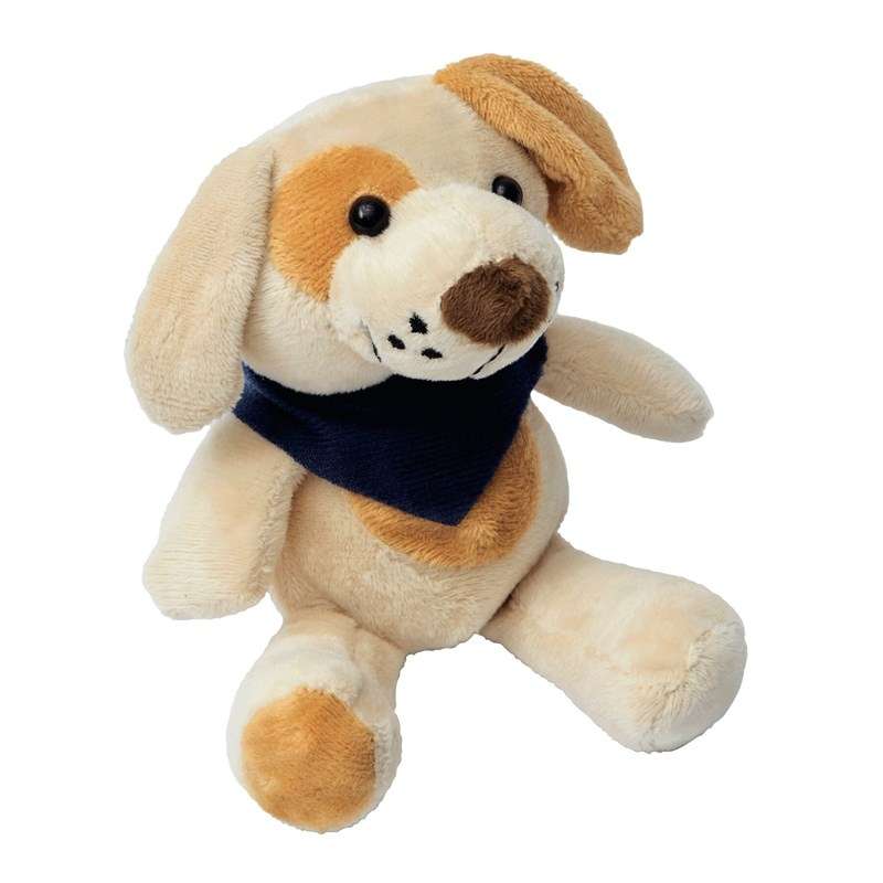 Peluche de cão 18 cm com lenço azul - Pelúcia a preço grossista