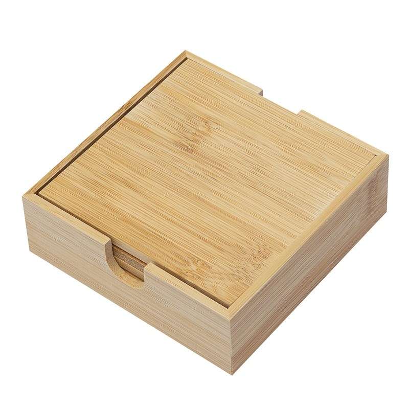 Conjunto de posavasos cuadrados de bambú - posavasos a precios de mayorista