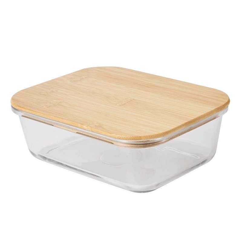 Boîte à déjeuner ROSILI L, avec couvercle en bambou: capacité env. 1.060 ml à prix grossiste - Bento à prix de gros