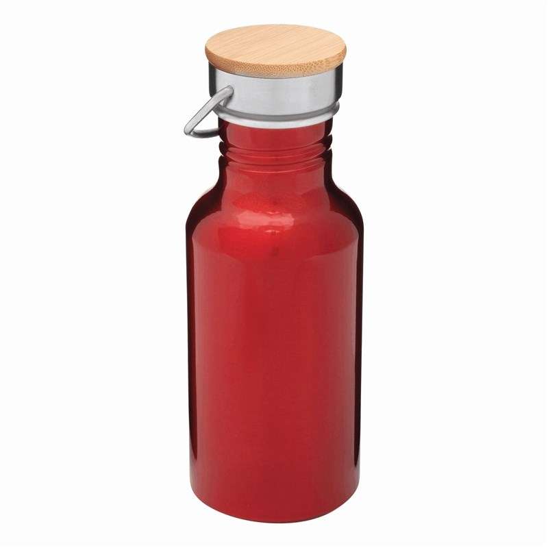 Garrafa de Alumínio 550 ml com Tampa de Bambou a preço grossista - Garrafão a preço grossista