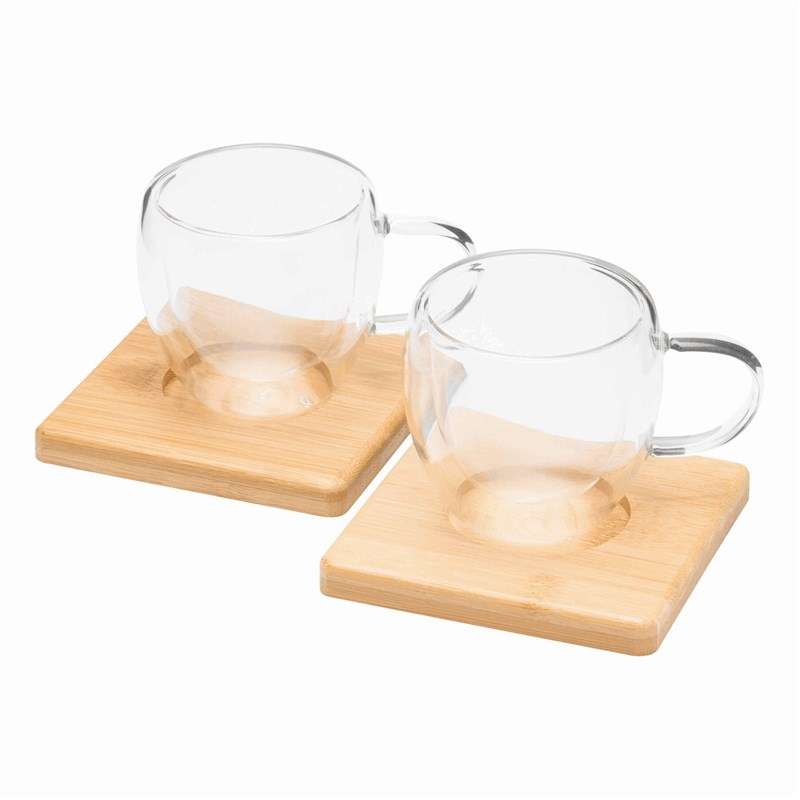 Set aus doppelwandigen 100ml Bambus-Tassen zu Großhandelspreisen - Kaffeetasse zu Großhandelspreisen