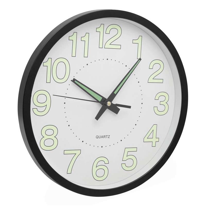 Fluorescerende wandklok Ø29 cm met quartz - Pendule tegen groothandelsprijzen