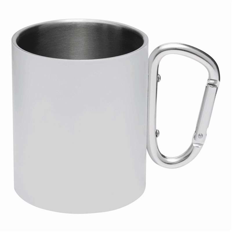 Kleurige RVS Mok 300 ml met karabijnhaak - metalen mok tegen groothandelsprijzen