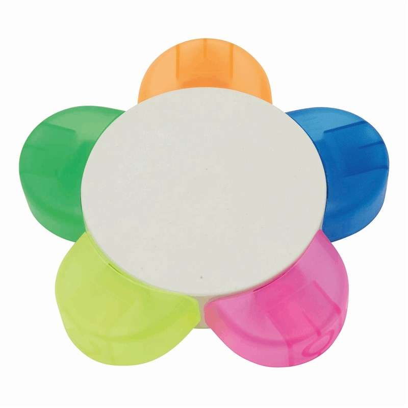 Blomsterformet højlighter, 9,4 cm, 5 farver til engrospris - Marker til engrospris