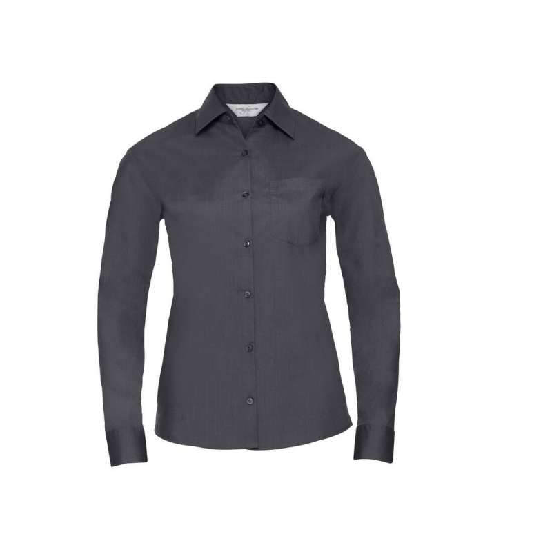 Camisa popelín de poliéster/cotón de manga larga - Camisa mujer a precios de mayorista