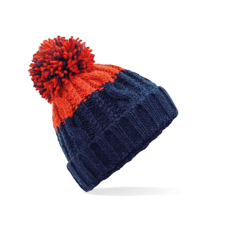 Gorro bicolor de lana con piel de oveja - Gorro a precios de mayorista