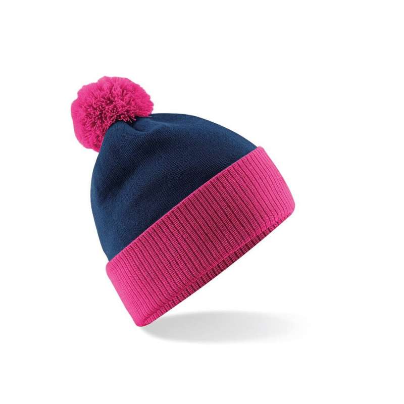 Gorro bicolor de punto doble con pompón a precios de mayorista - Gorro a precios de mayorista