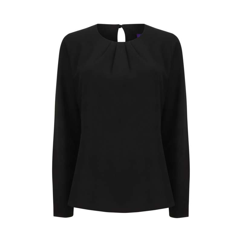 Blusa feminina de mangas longas com plissados - Blusa a preço grossista