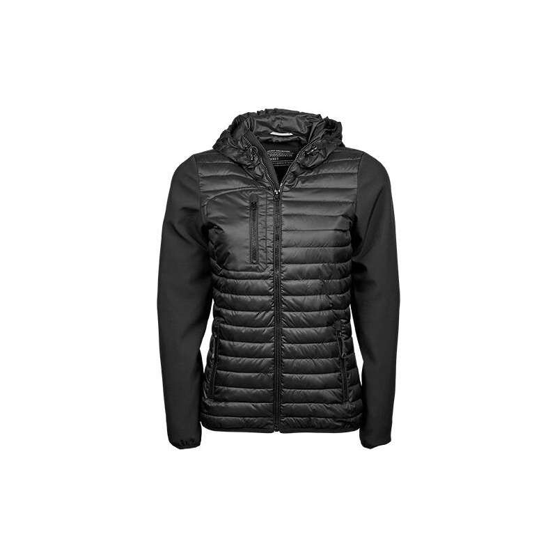 Damenjacke bi-matière mit Kapuze, Schwarz zu Großhandelspreisen - Büromaterial zu Großhandelspreisen