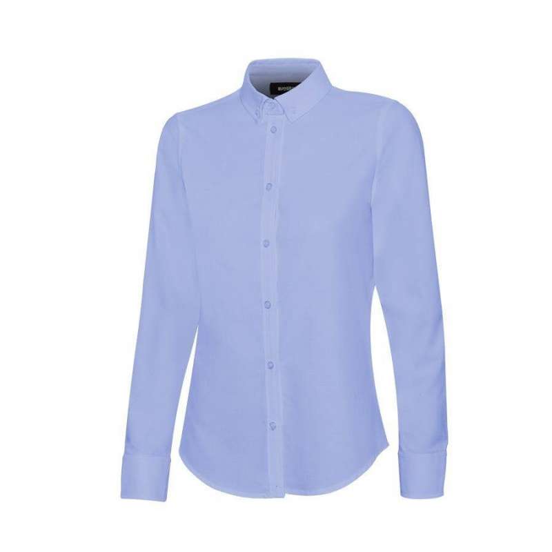 Camisa oxford stretch feminina ajustada - Têxtil a preço grossista